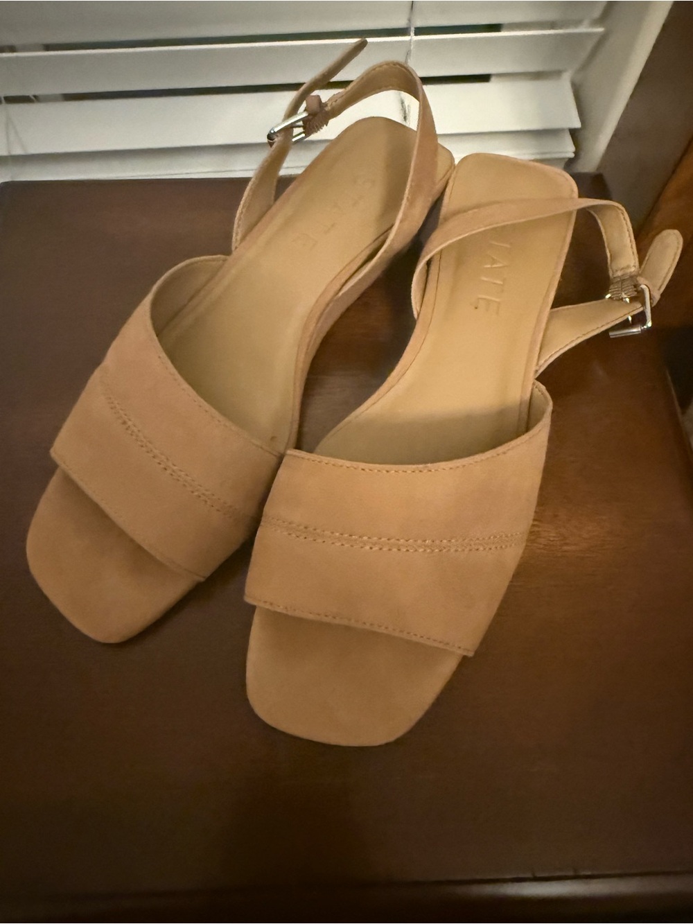 1. State Beige/Tan Slingback Block Heel Sandals